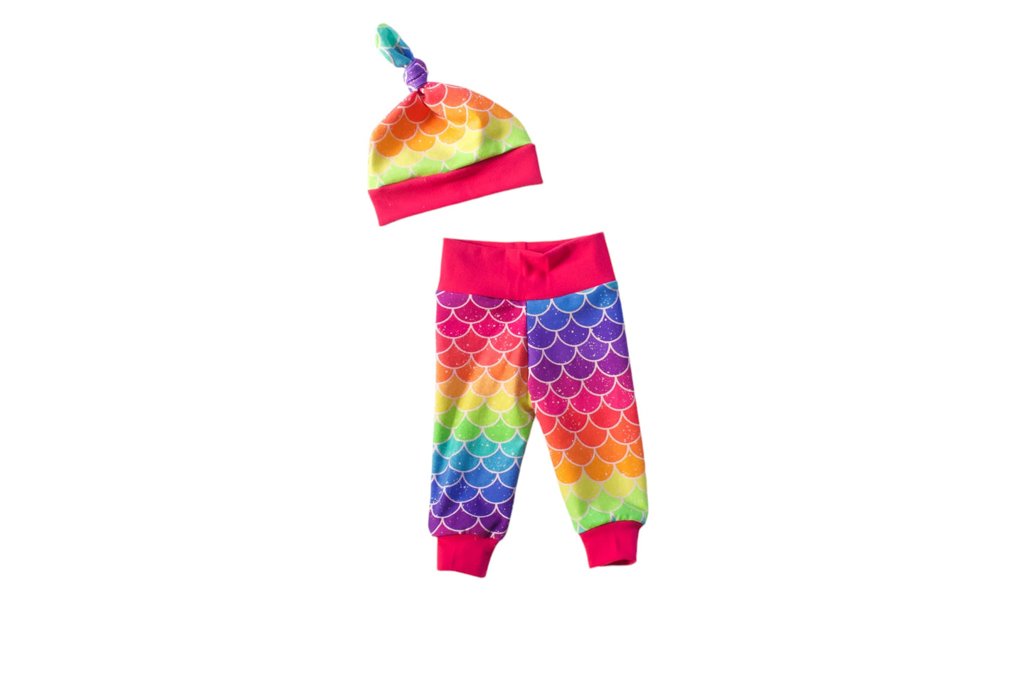 0-3m Mermaid Scales Jogger & Knot Hat Set
