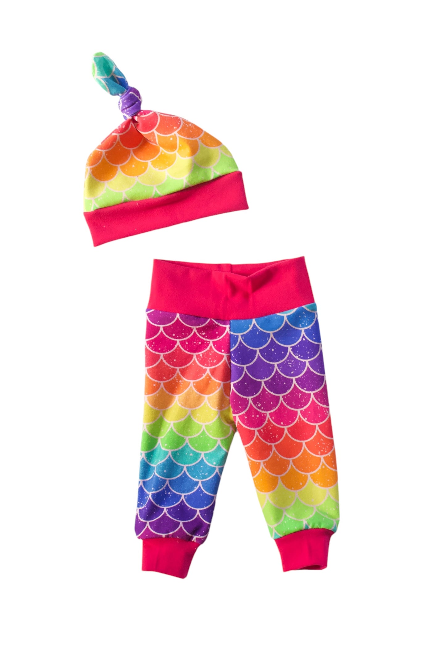 0-3m Mermaid Scales Jogger & Knot Hat Set