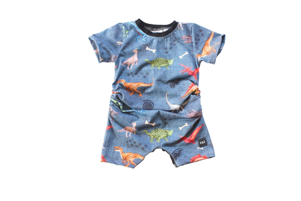 1-3y Vibrant Dino Shorts Romper - Grow With Me
