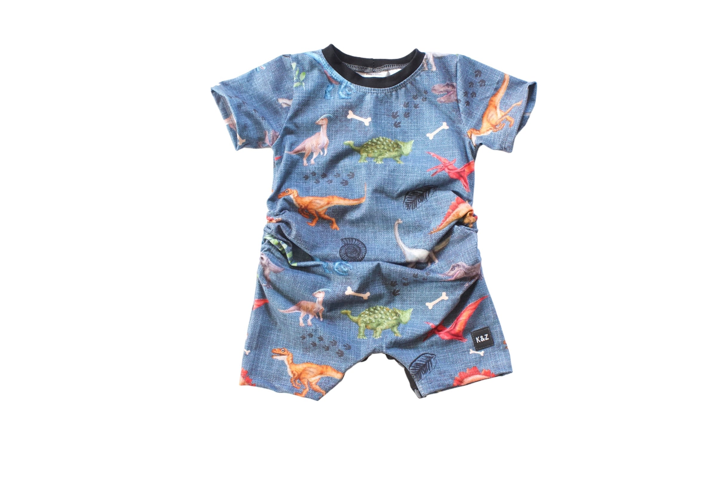 1-3y Vibrant Dino Shorts Romper - Grow With Me