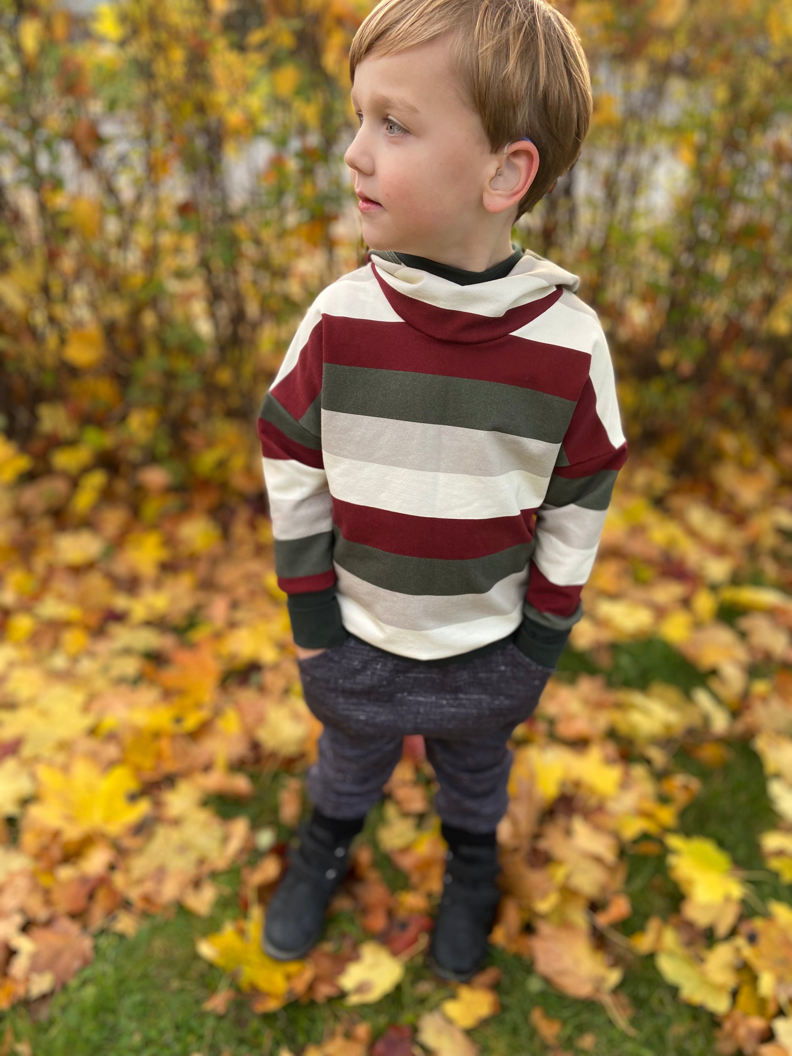 3-6y Holiday Stripe Slouchy Hoodie - Grow With Me