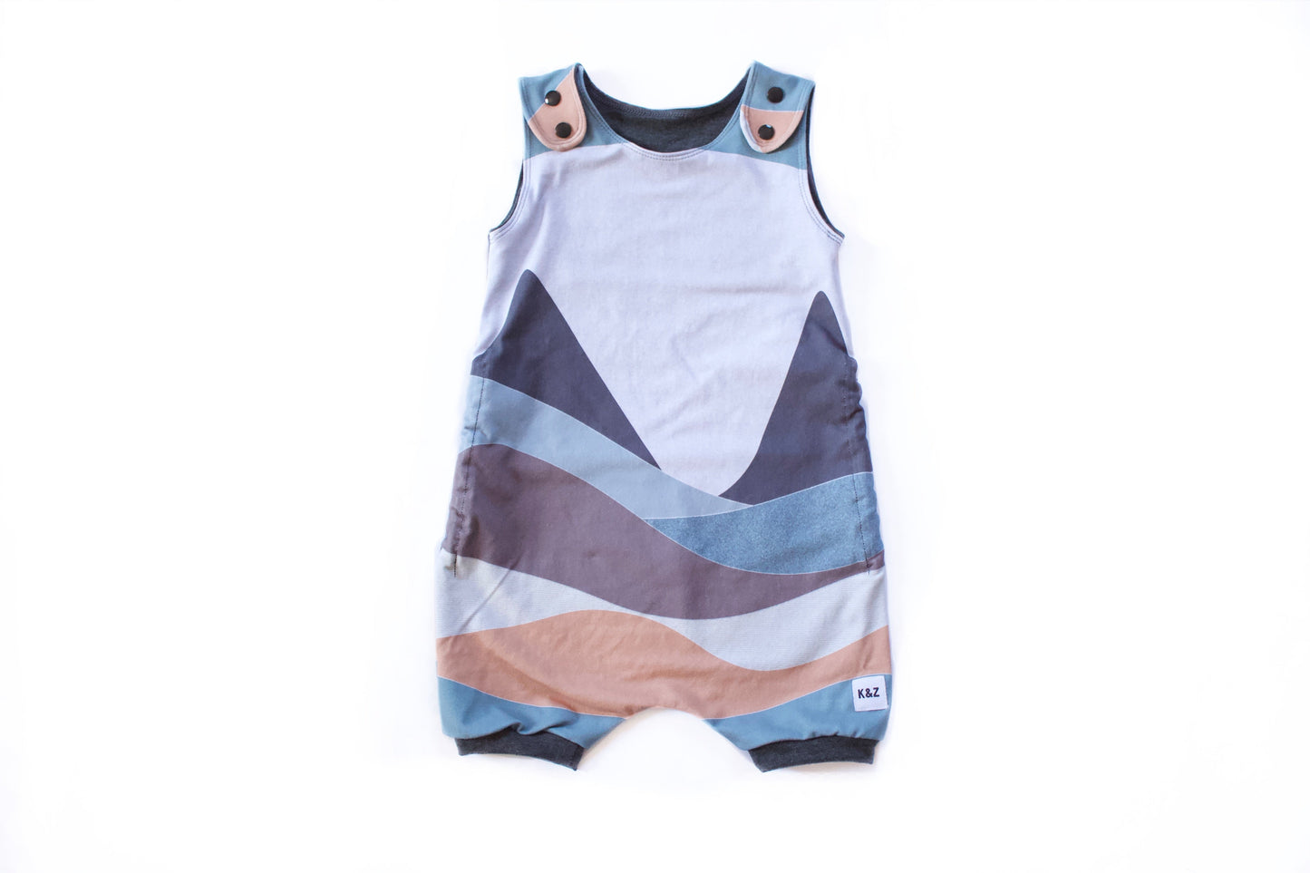 1-3y Abstract Waves Overall Shorts - Grow With Me