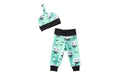 0-3m Cat Faces Jogger & Knot Hat Set
