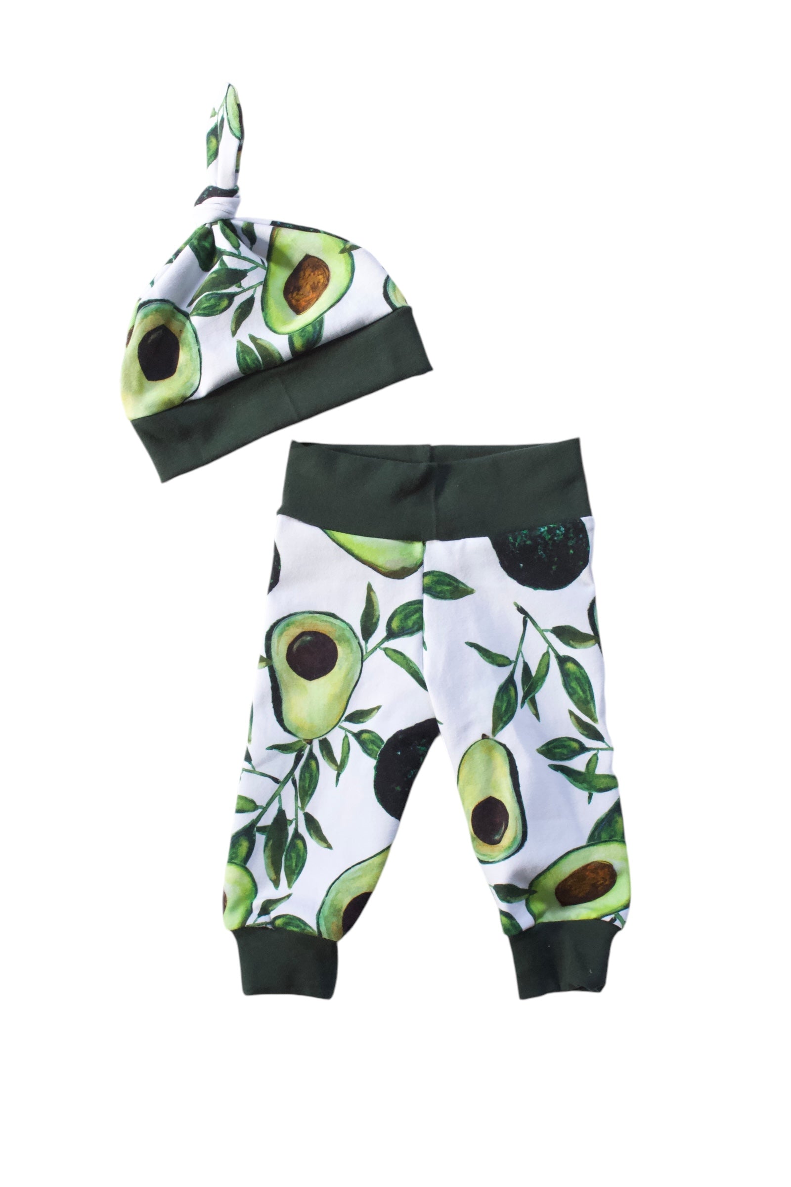 0-3m Avocado Jogger & Knot Hat Set