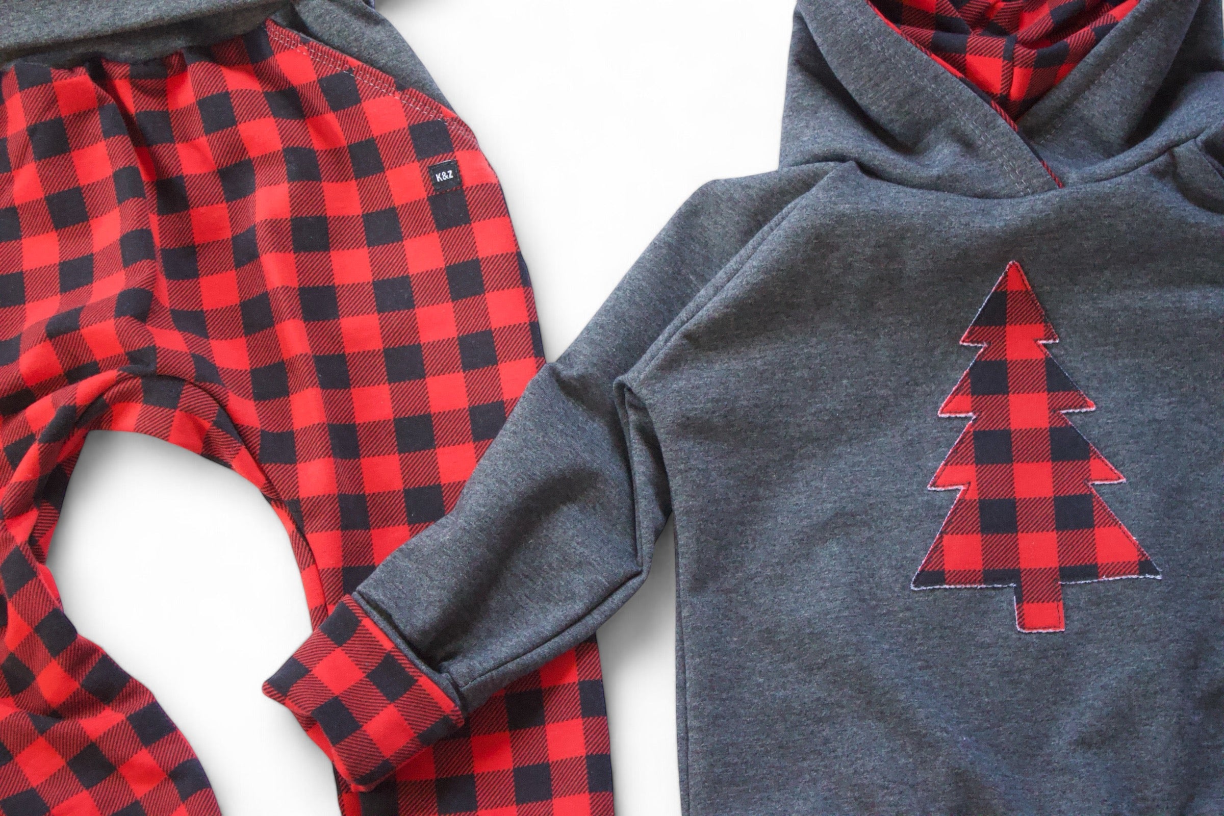 3-6y Red Buffalo Plaid Holiday Hoodie- Grow With Me