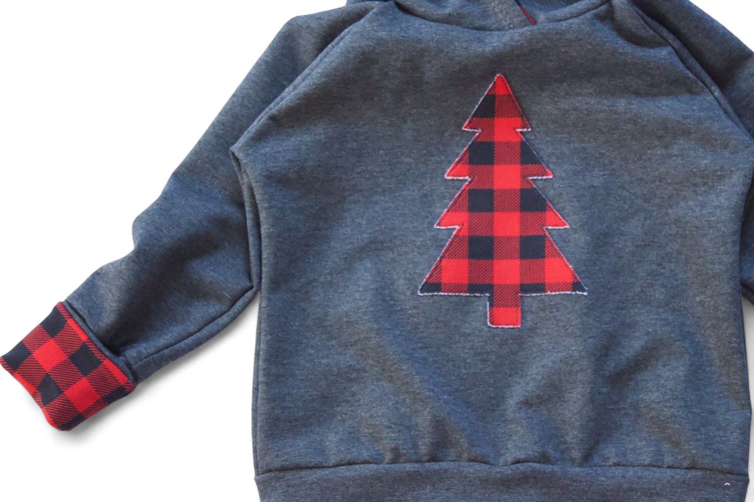 3-6y Red Buffalo Plaid Holiday Hoodie- Grow With Me