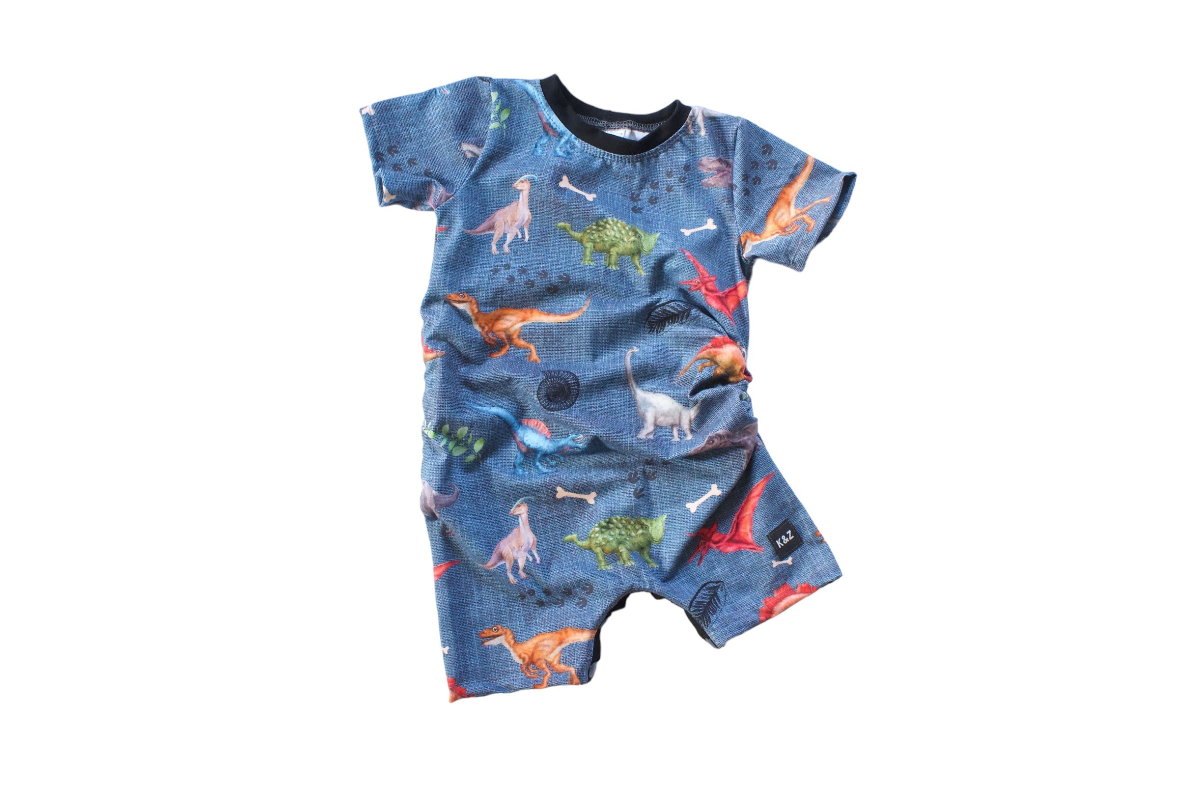 1-3y Vibrant Dino Shorts Romper - Grow With Me