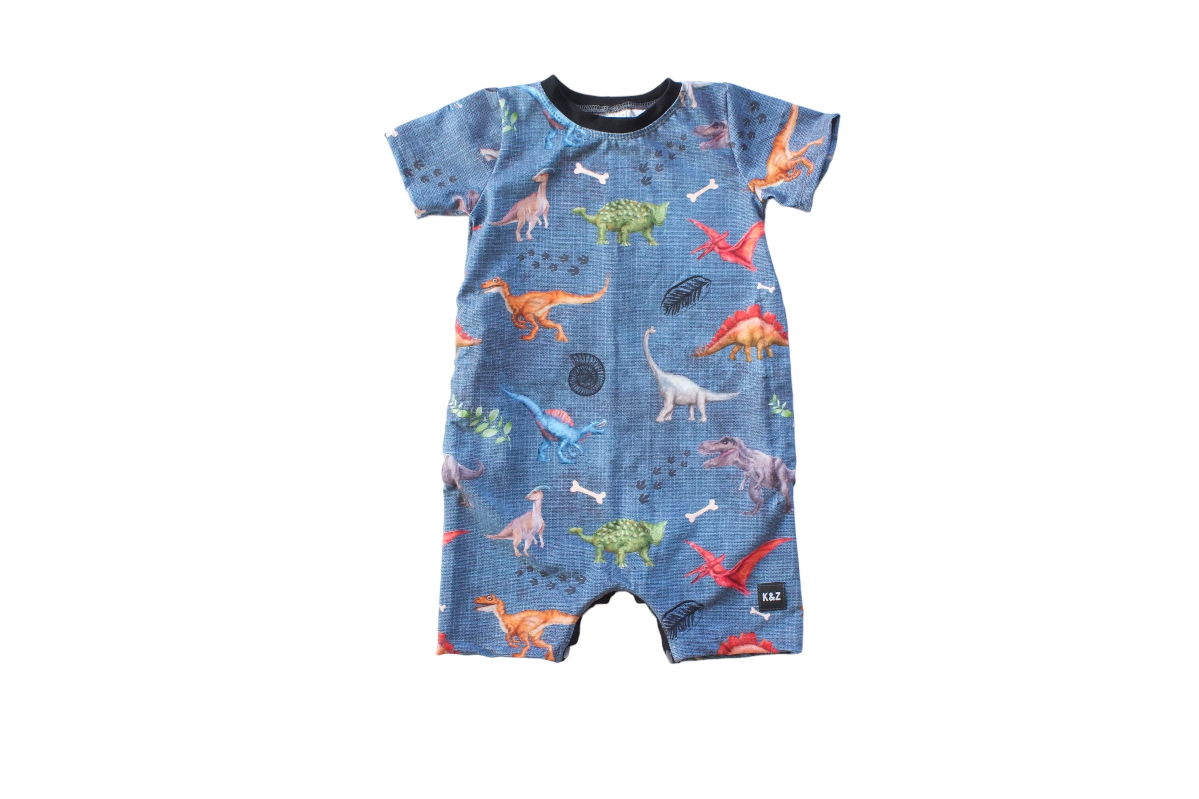 1-3y Vibrant Dino Shorts Romper - Grow With Me