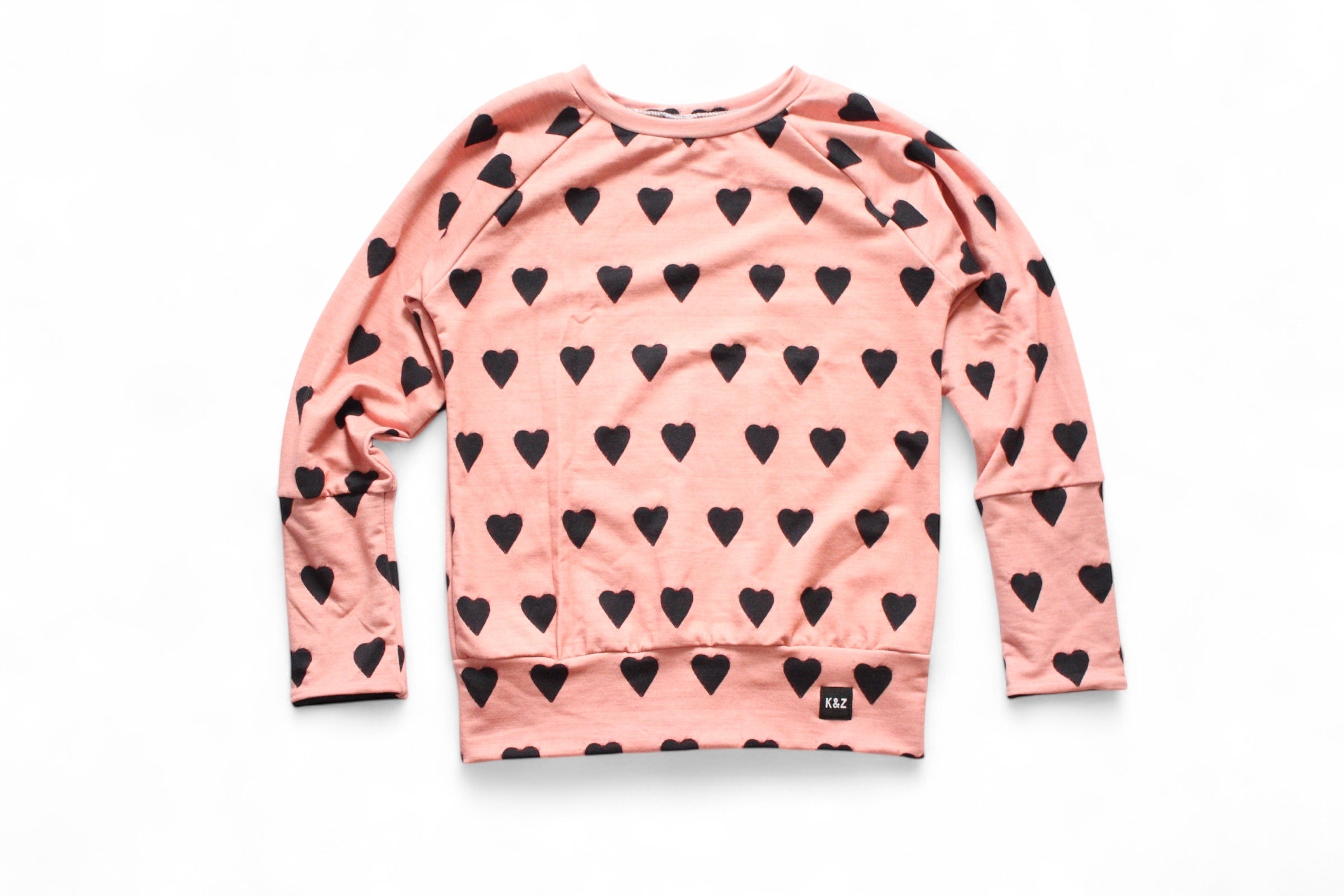 7-10y Black Hearts Slouchy Sweater