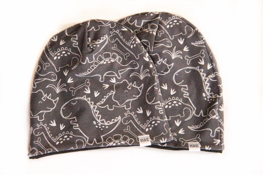 Toddler Charcoal Dino Reversible Slouchy Beanie