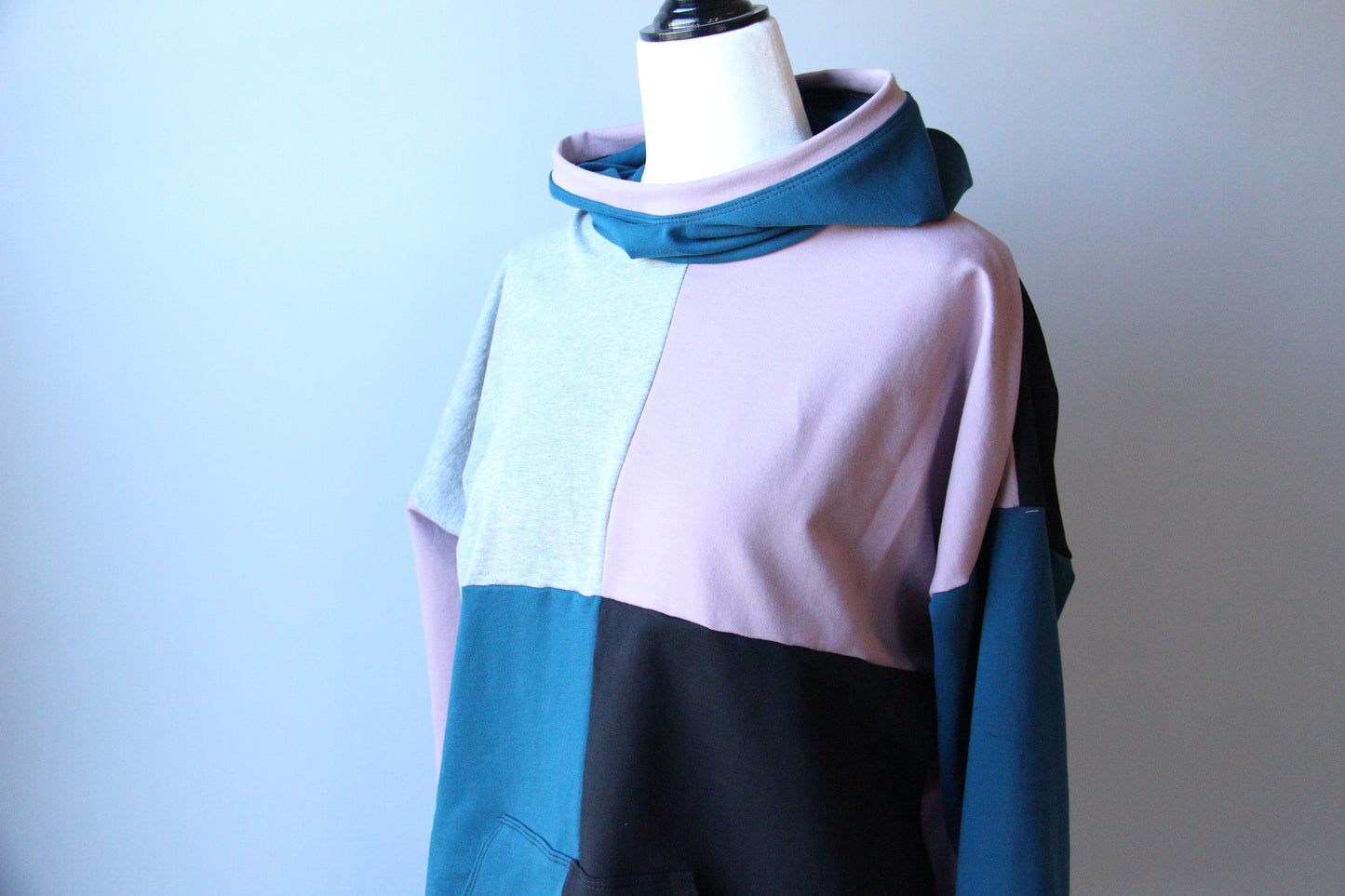 Women's Colourblock Hoodie - Teal and Pink