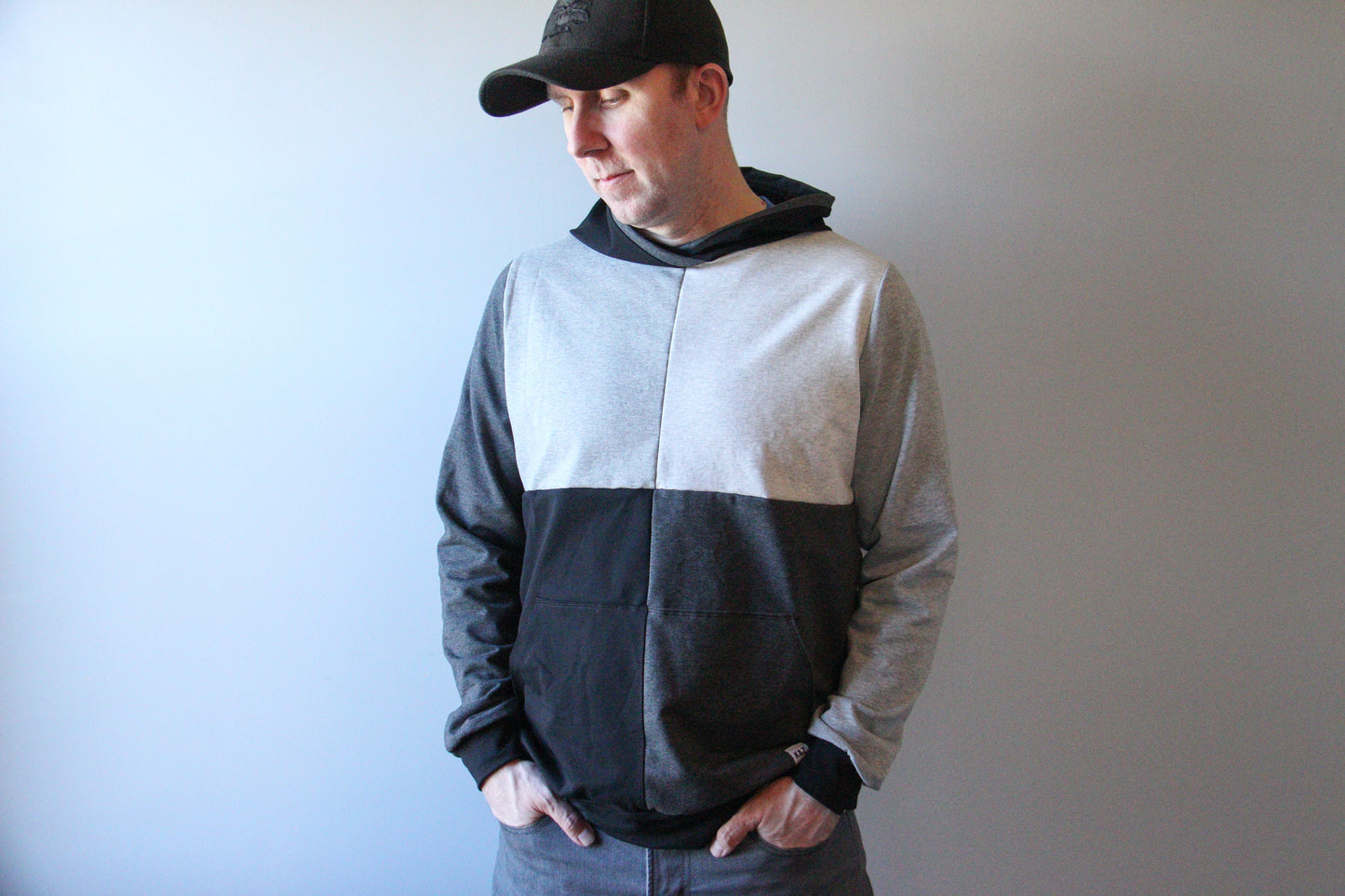 Men’s ColourBlock Hoodie - Black and Grey