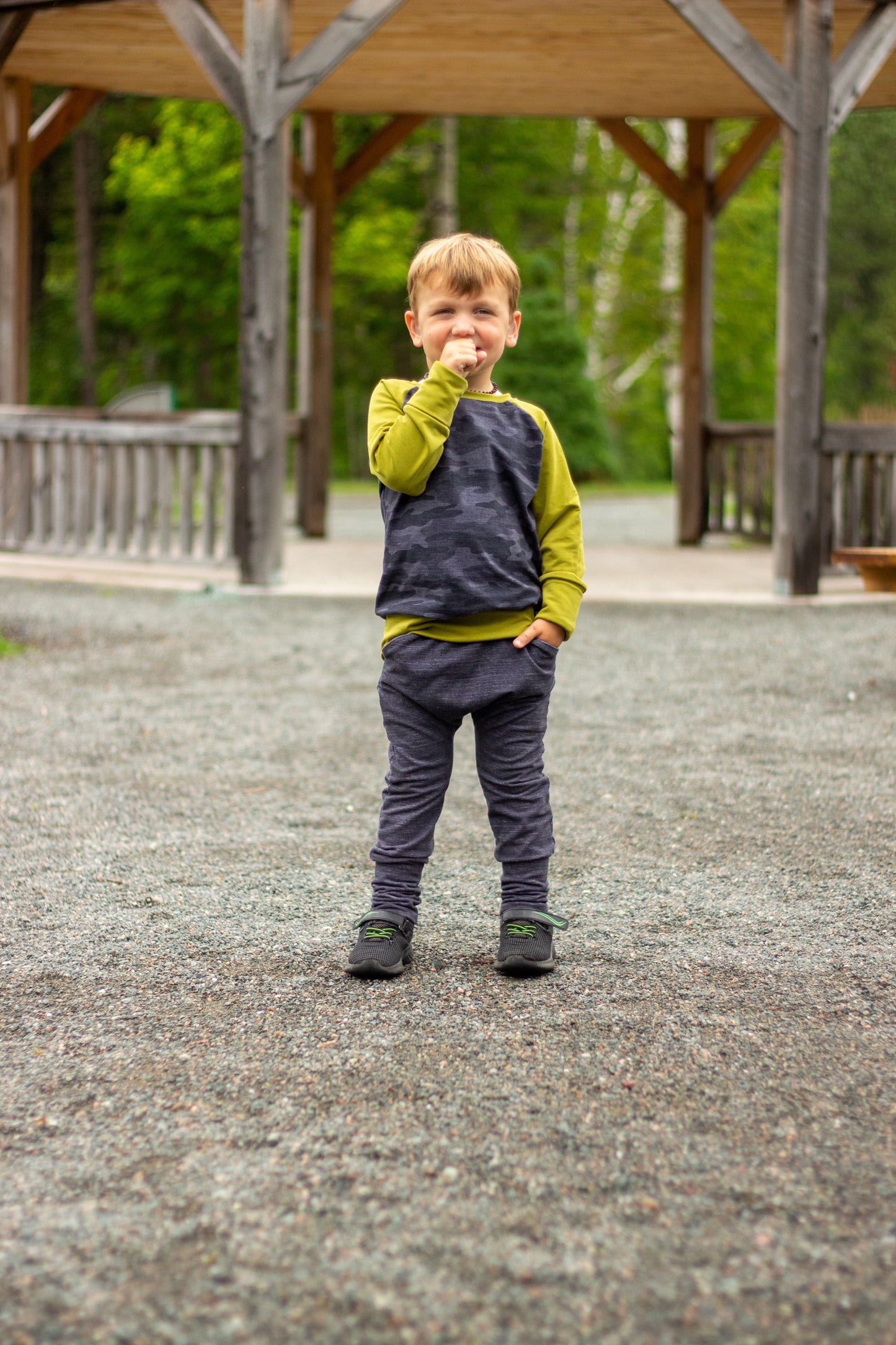 Black Textured Camo Sweater - Grow With Me