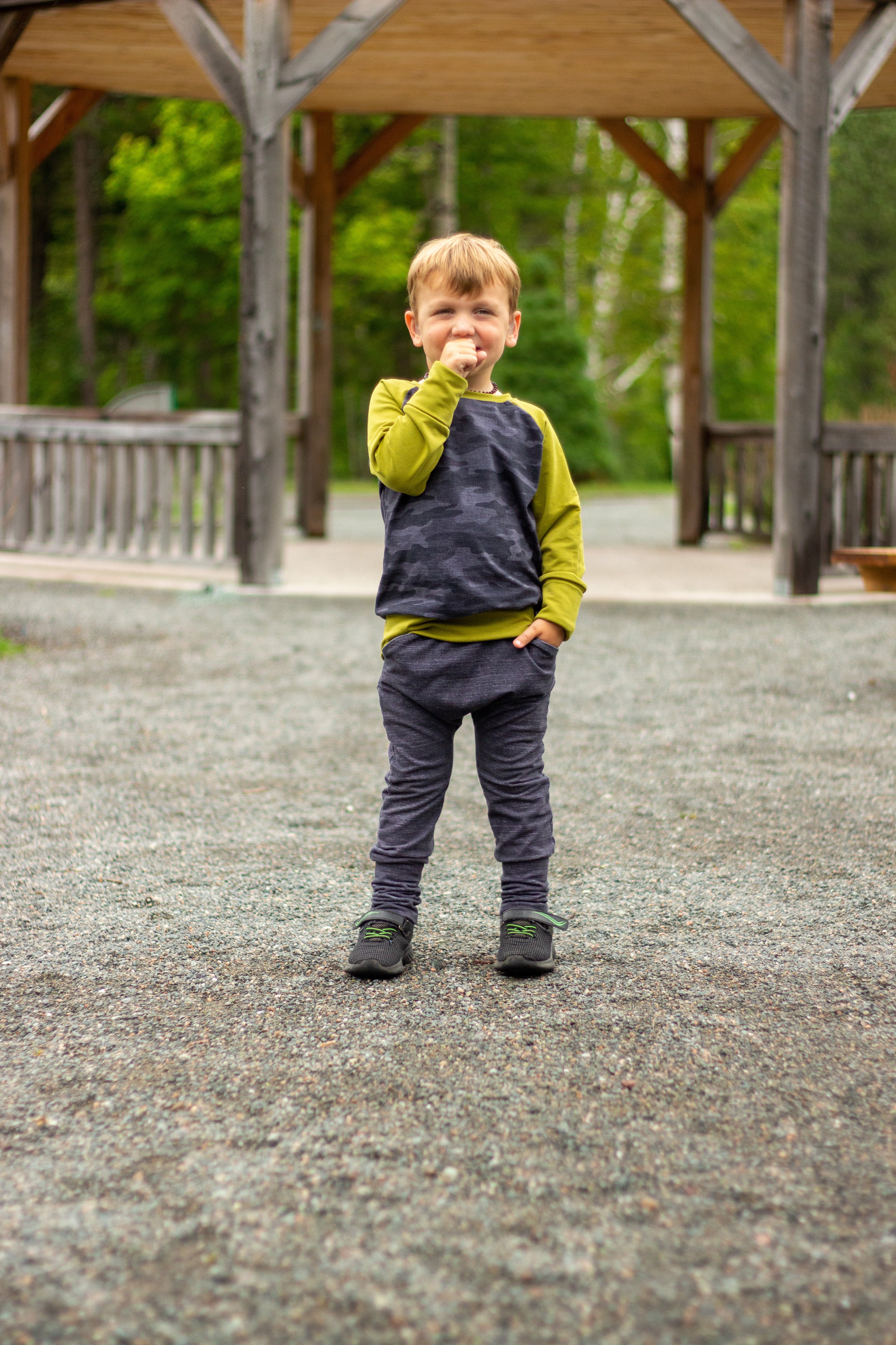 Black Textured Camo Sweater - Grow With Me