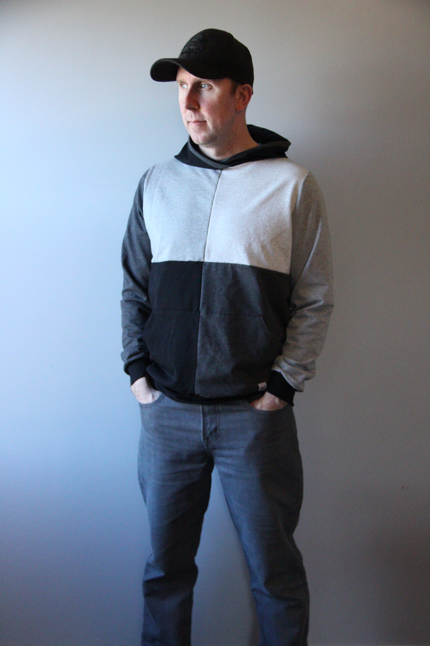 Men’s ColourBlock Hoodie - Black and Grey