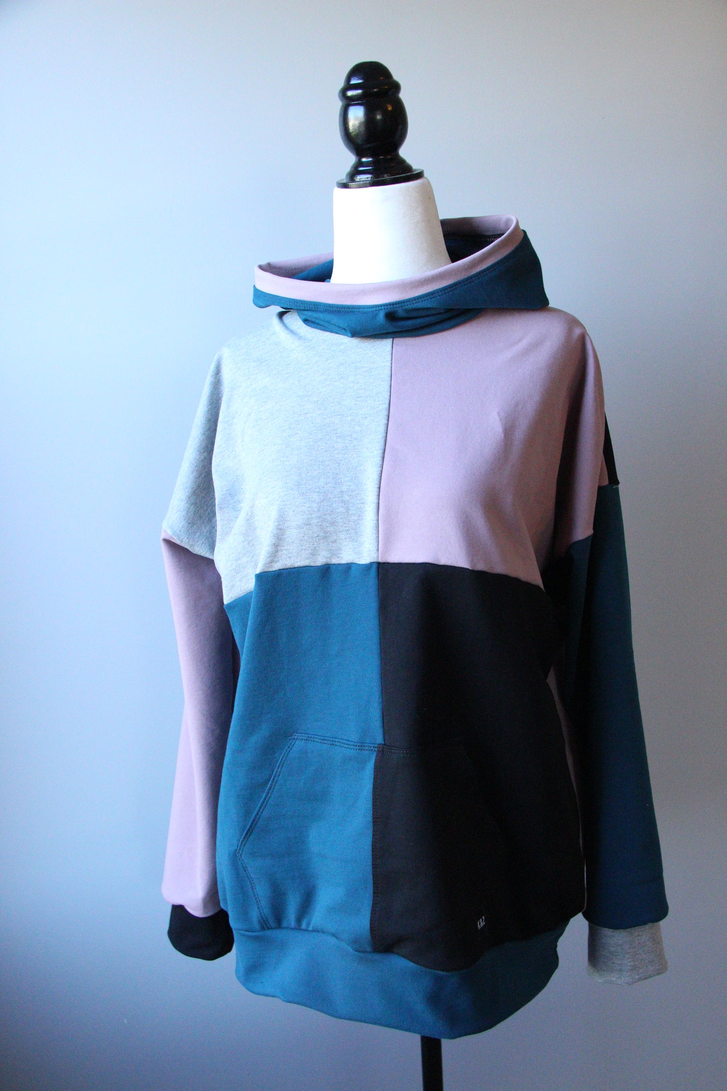 Women's Colourblock Hoodie - Teal and Pink