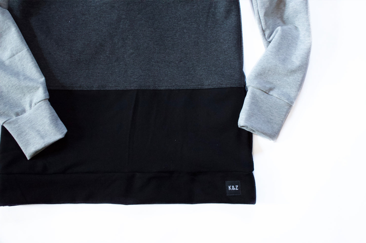 Kids Tri ColourBlock Hoodie - White/Charcoal/Black