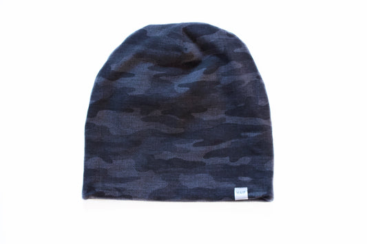 Black Textured Camo Slouchy Beanie