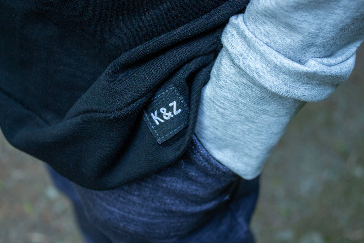 Kids Tri ColourBlock Hoodie - White/Charcoal/Black