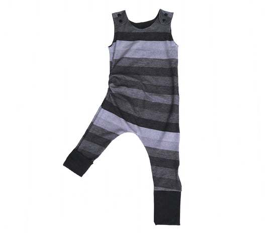 Striped Overall Romper - Grow With Me