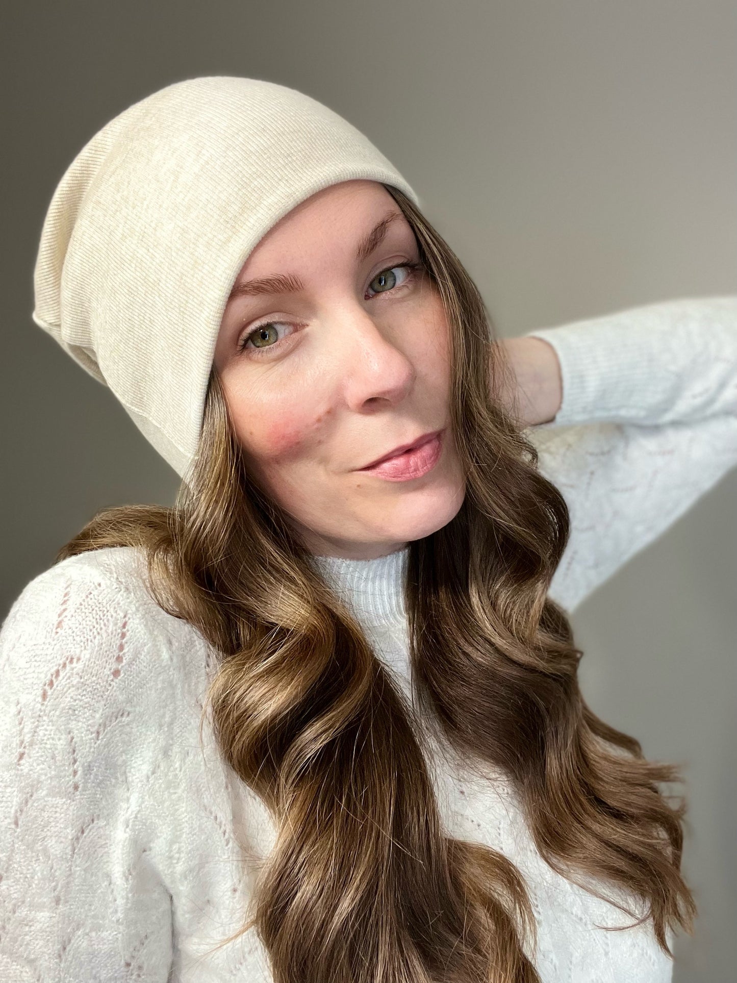 Slouchy Bamboo Ribbing Pom Pom Beanies