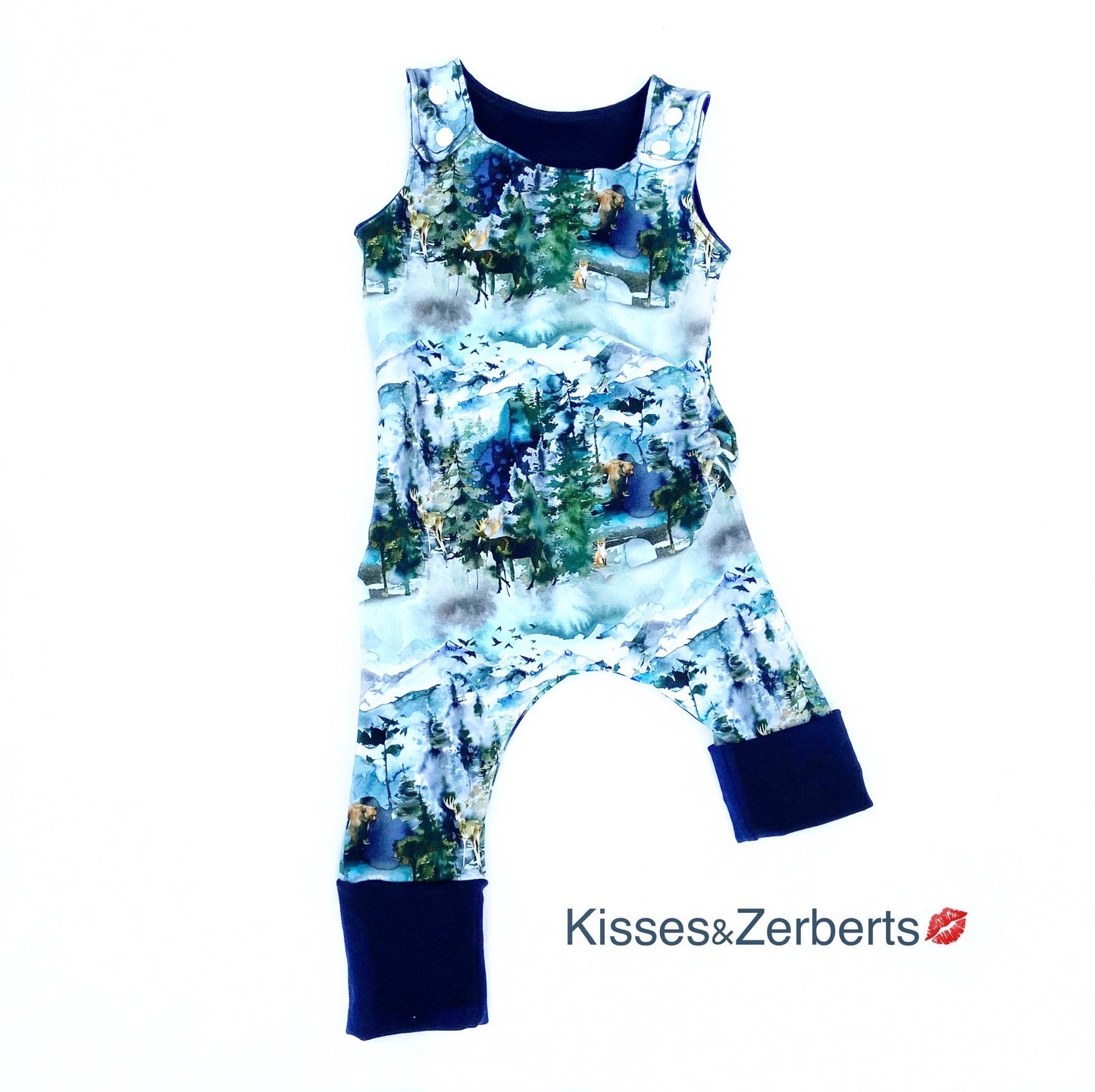 Overall Grow Romper Pants - Watercolour Wilderness