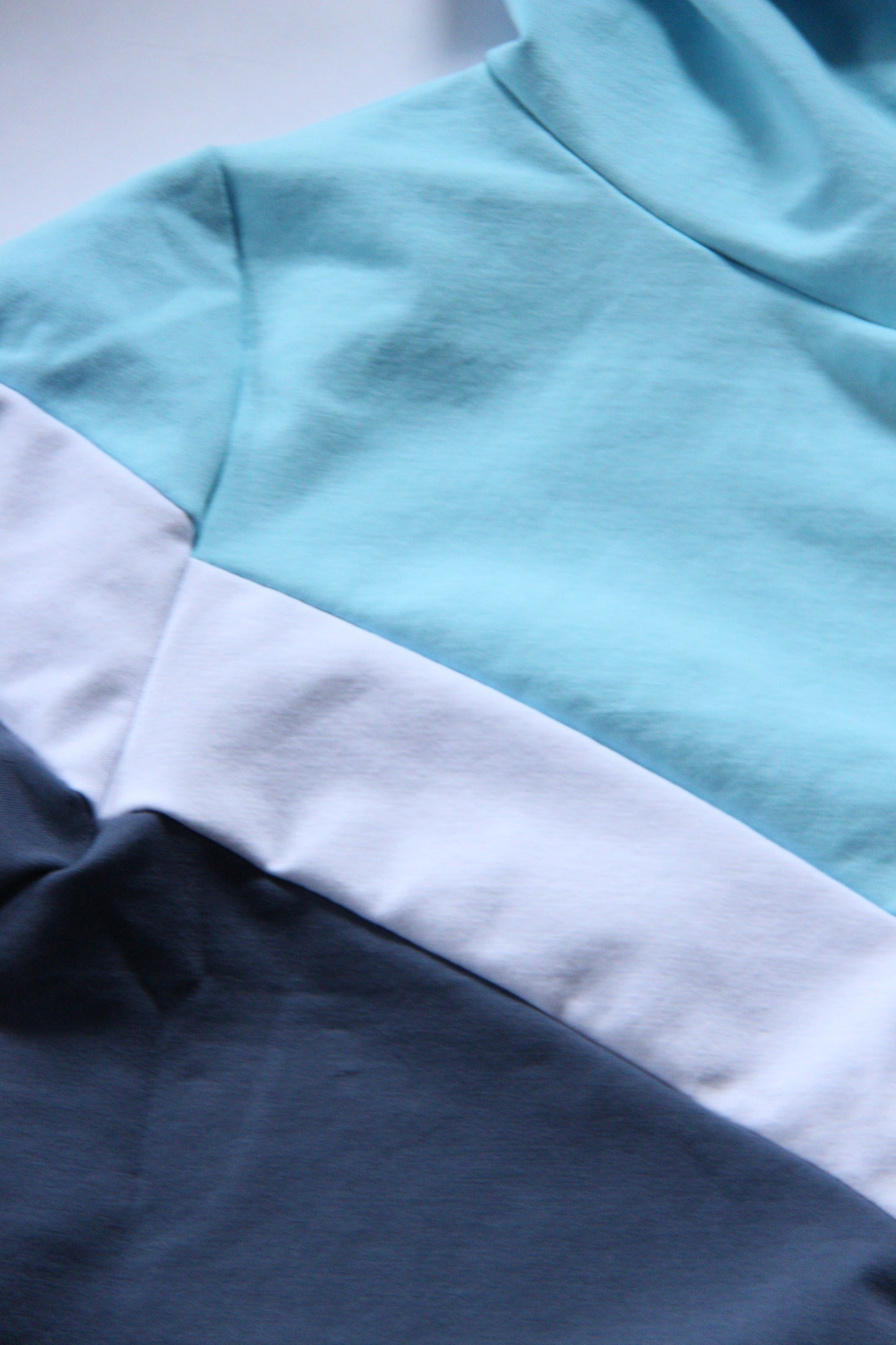 Kids Chevron Hoodie - Baby Blue / White / Steel Blue