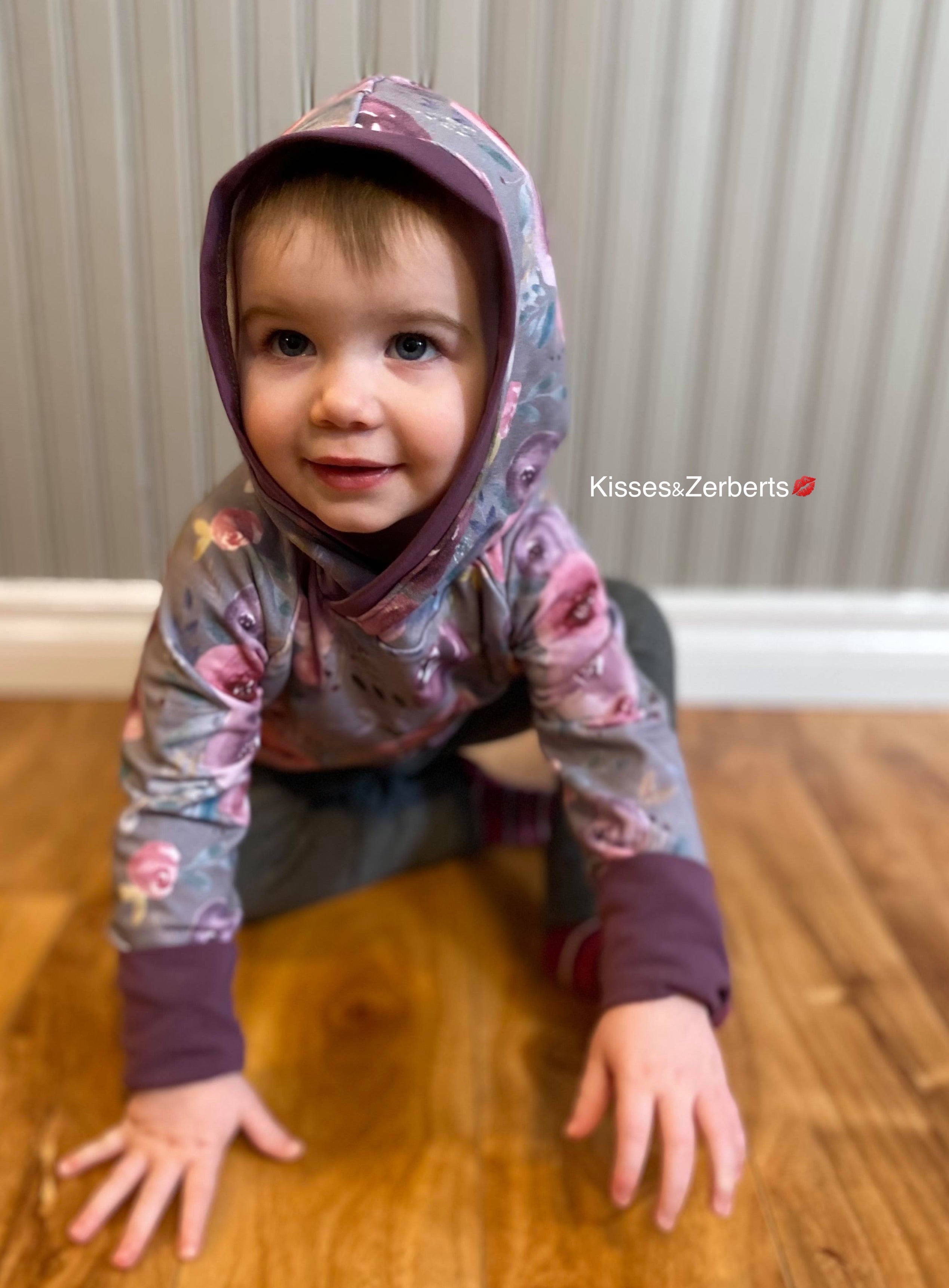 Grey Watercolour Floral Hoodie - Grow with Me