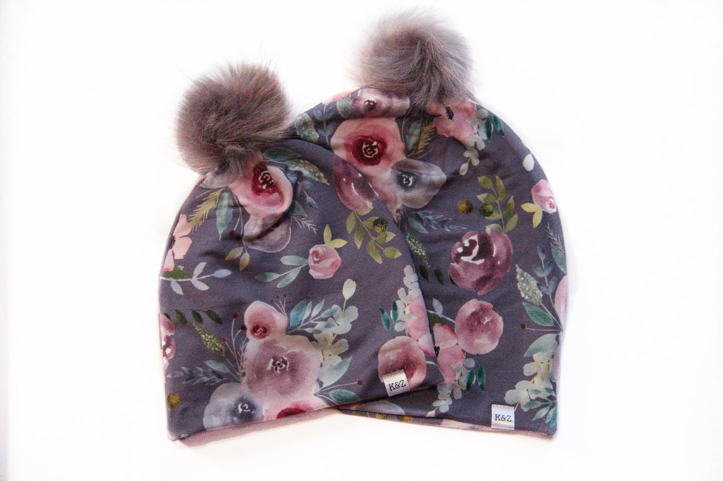 Pom Pom Beanie - Original Watercolour Floral