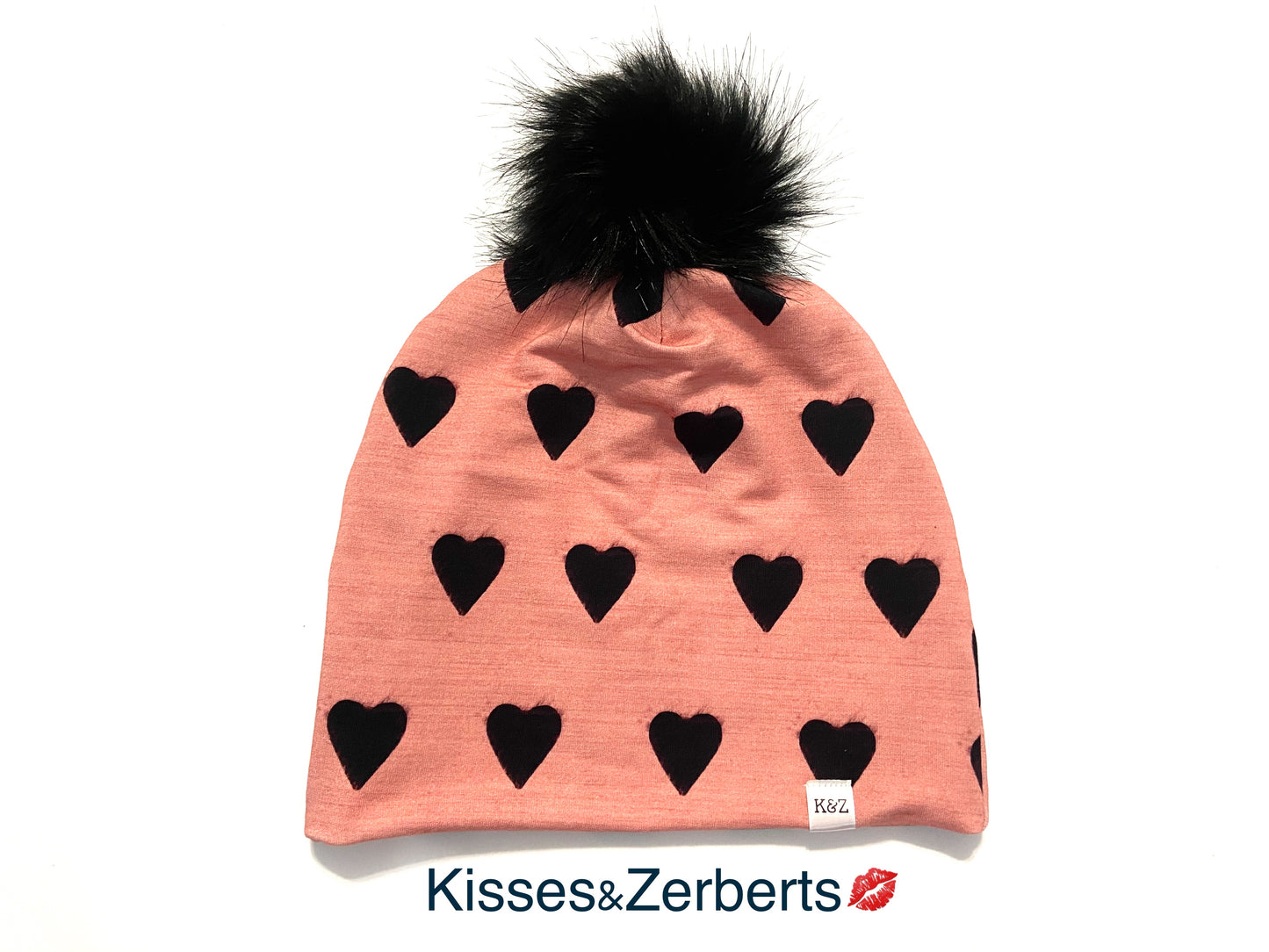 Pom Pom Beanie - Hearts