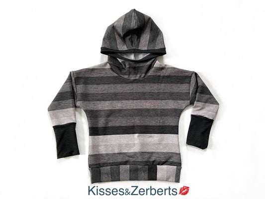 Monochrome Stripes Slouchy Hoodie - Grow With Me